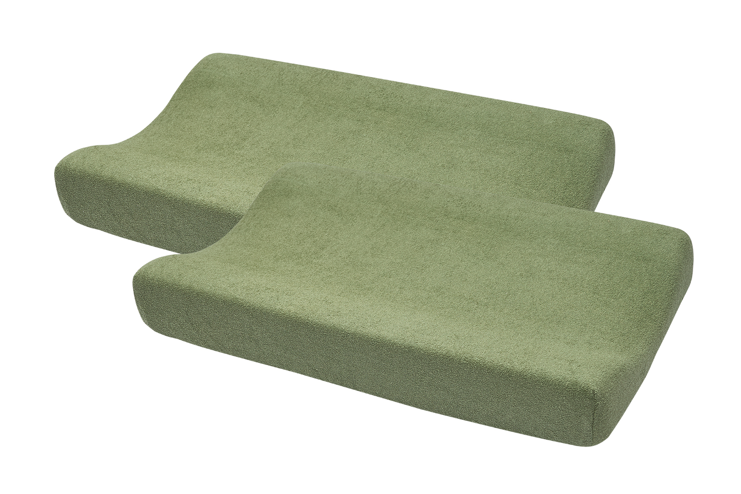 Wickelauflagenbezug 2er pack frottee Uni - olive green - 50x70cm