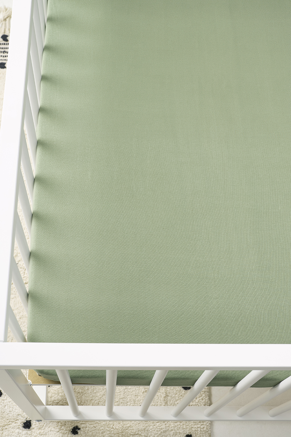 Hoeslaken boxmatras jersey Uni - olive green - 75x95cm