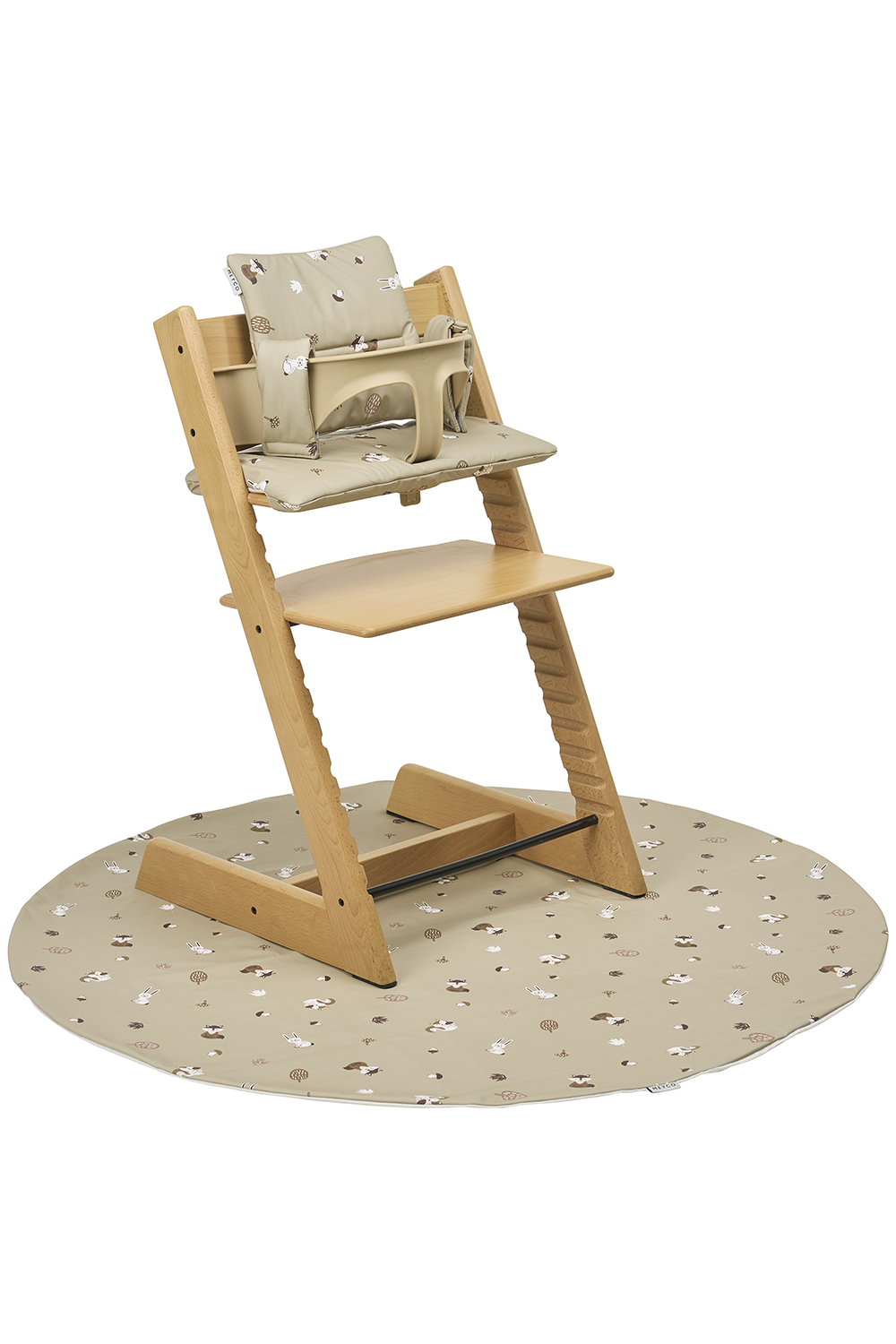 Highchair cushion for growth chair Forest Animals - sand