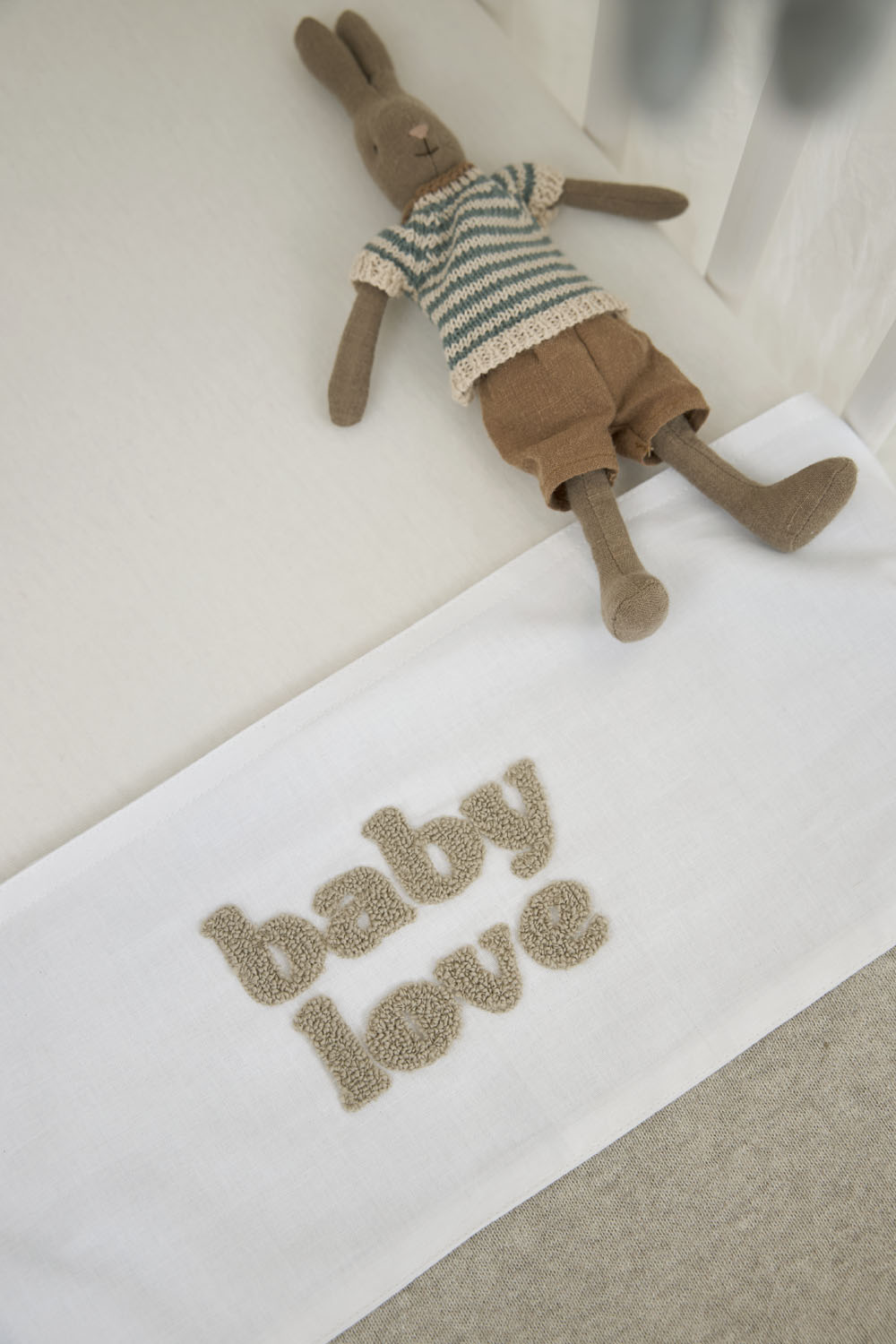 Ledikant laken Baby Love - sand melange - 100x150cm