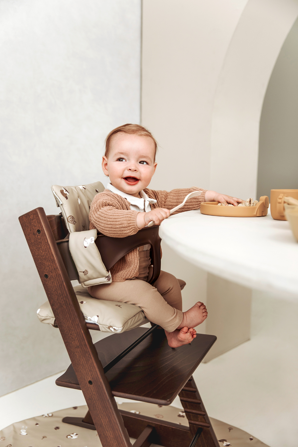 Highchair cushion for growth chair Forest Animals - sand