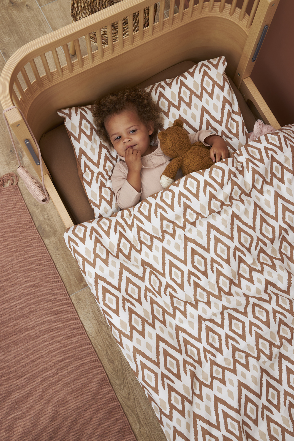 Duvet cover + pillowcase cot bed Ikat - sand/toffee - 100x135cm