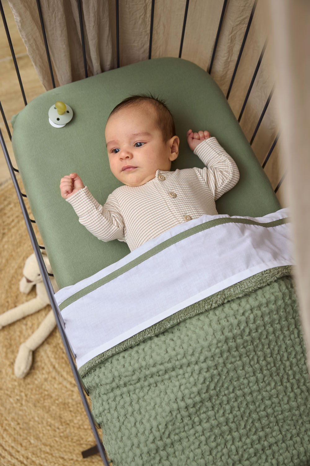 Fitted sheet crib 2-pack jersey Uni - olive green - 40x80/90cm