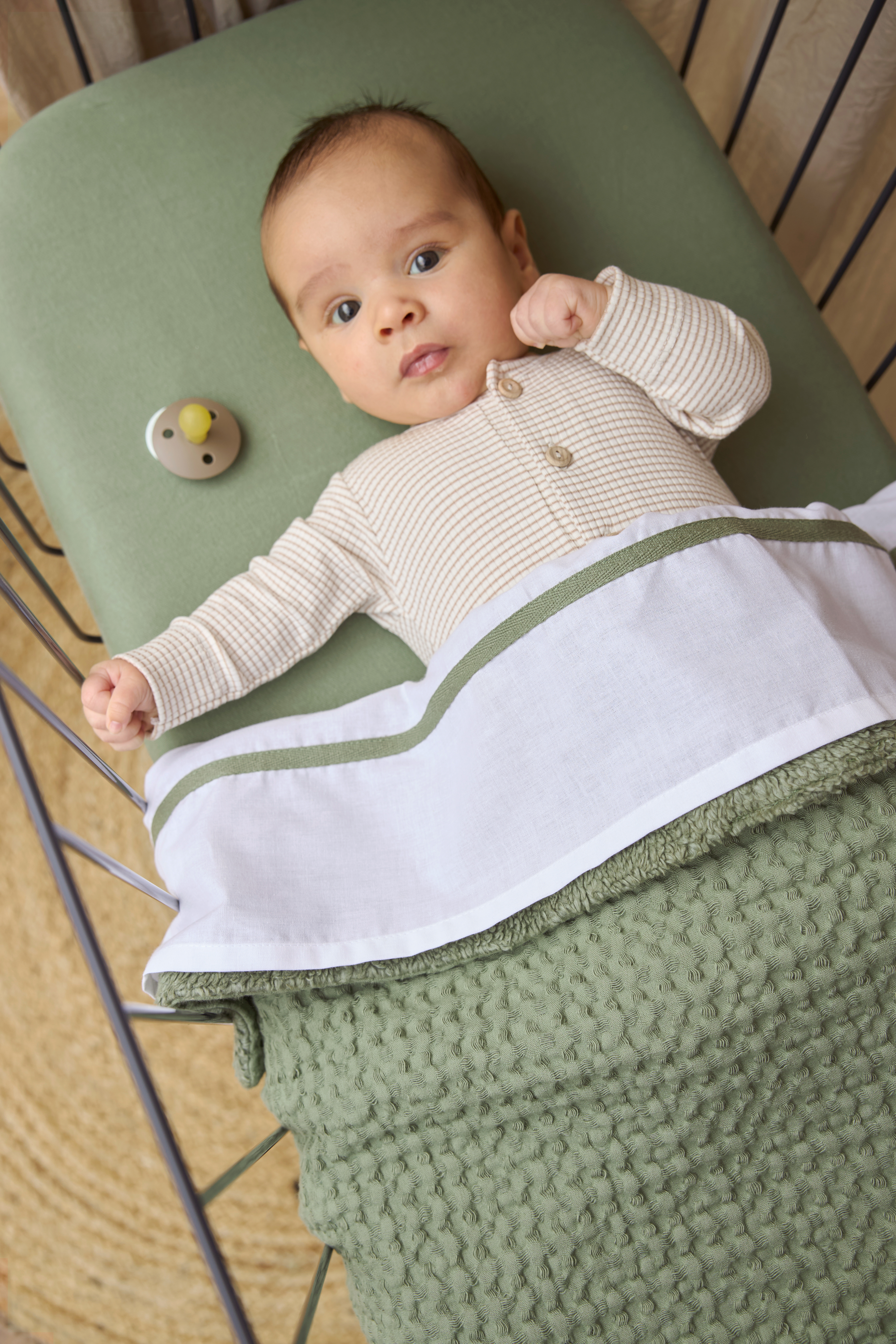 Fitted sheet crib 2-pack jersey Uni - olive green - 40x80/90cm