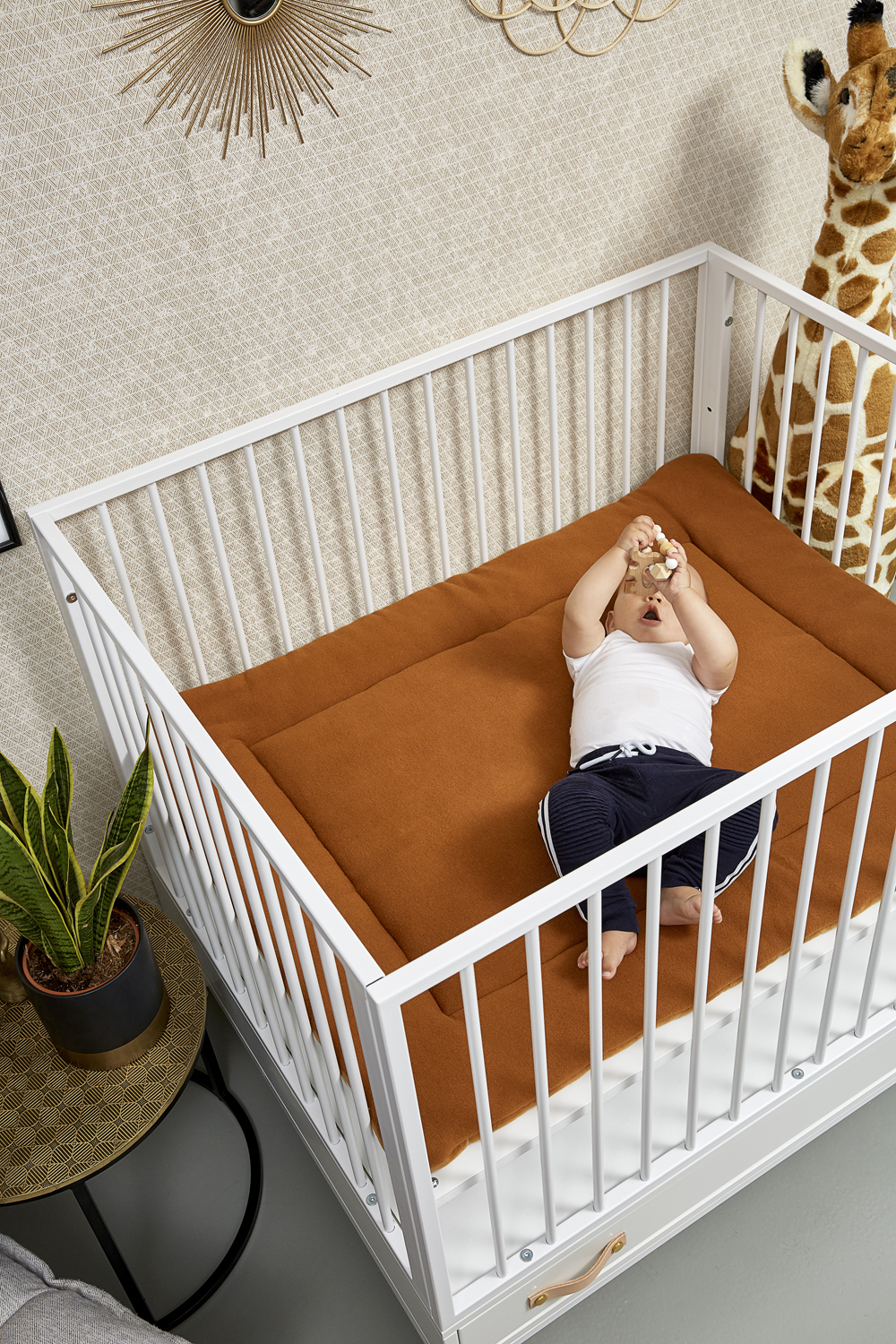 Playpen mattress Knit Basic velvet - camel - 77x97cm