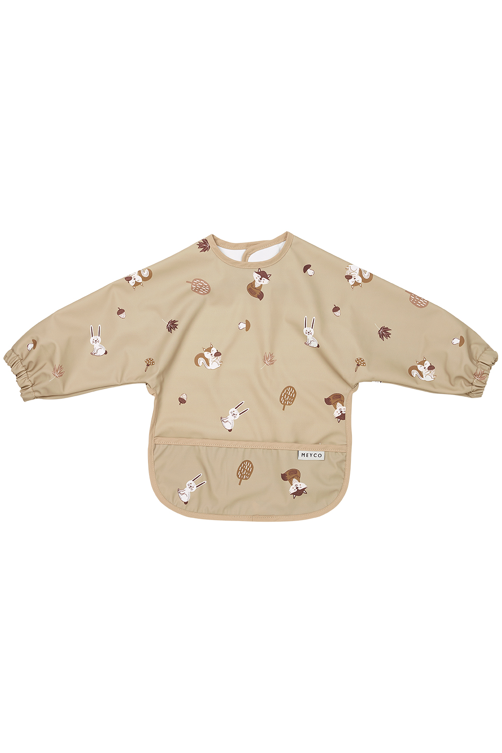 Bib with sleeves Forest Animals - sand