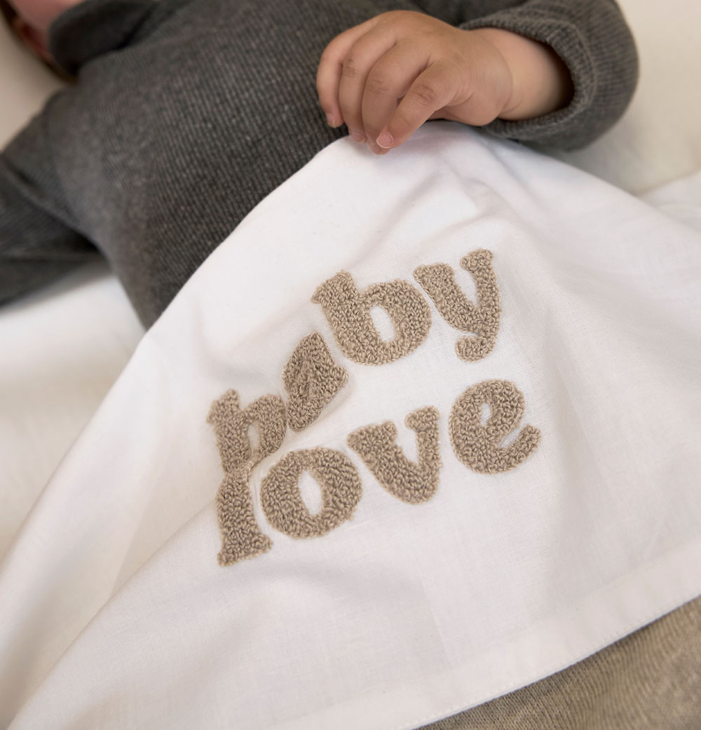 Bettlaken Wiege Baby Love - sand melange - 75x100cm