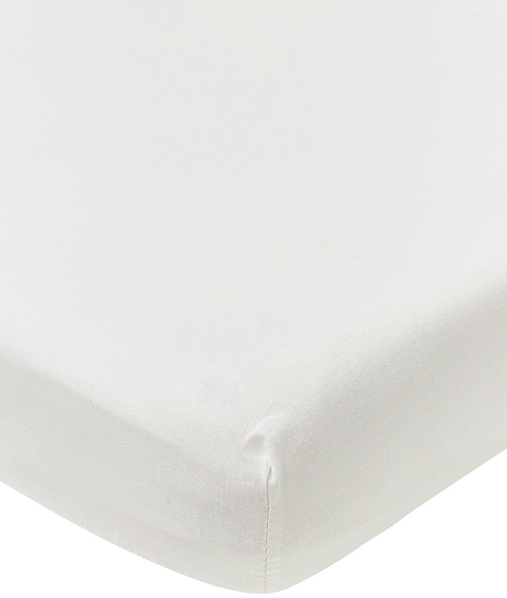 Hoeslaken ledikant geweven Uni - white - 60x120cm
