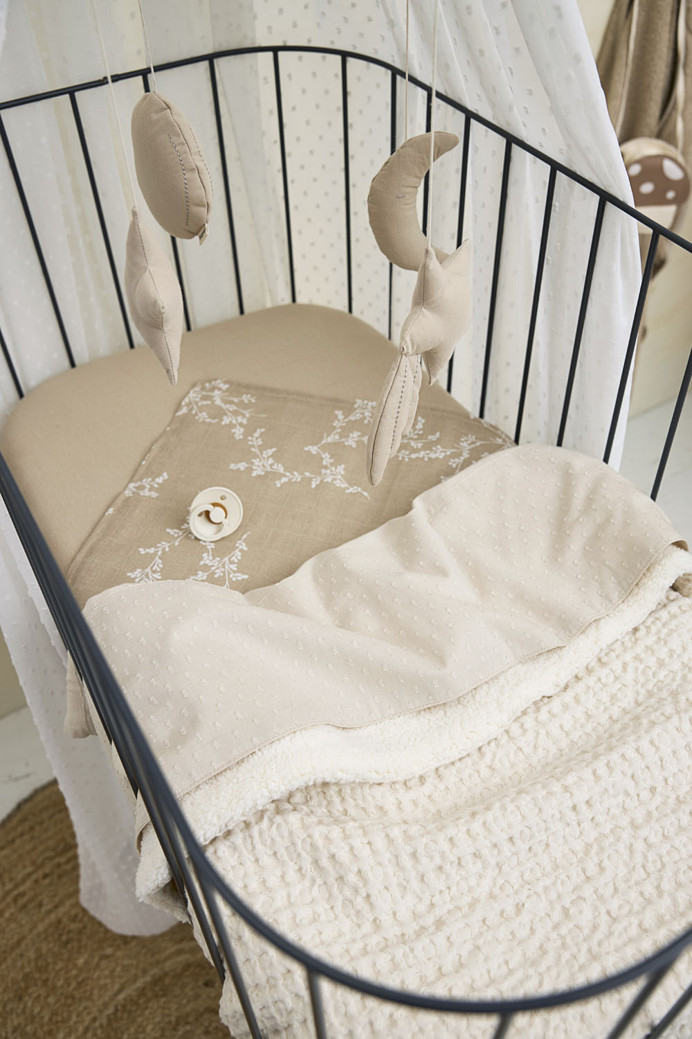 Cot bed blanket Waffle Teddy - nature - 100x150cm