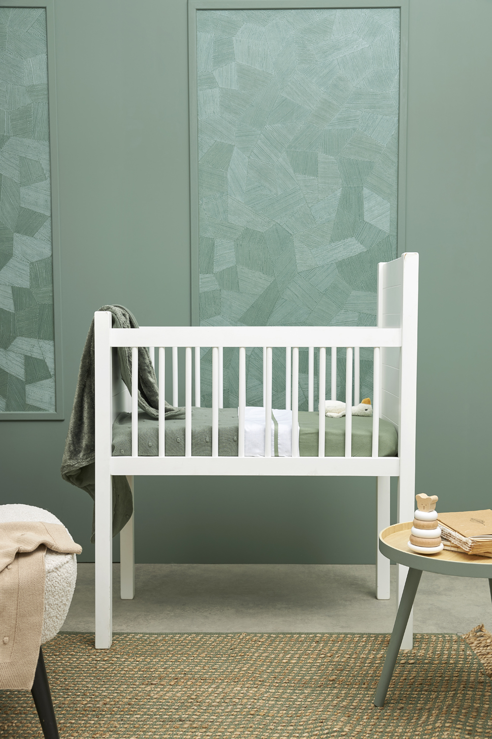 Hoeslaken co-sleeper jersey Uni - forest green - 50x90cm