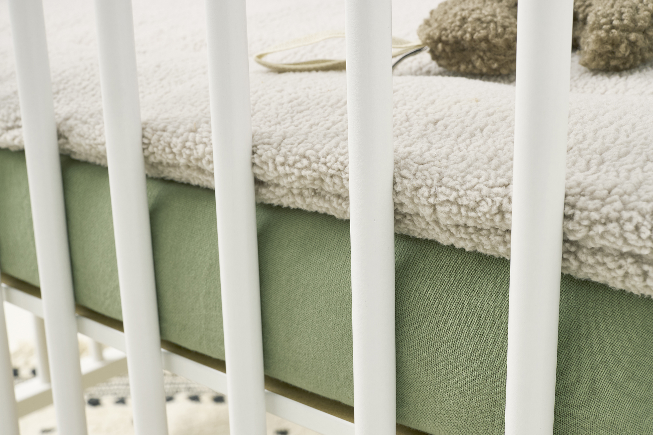 Fitted sheet playpen mattress jersey Uni - olive green - 75x95cm