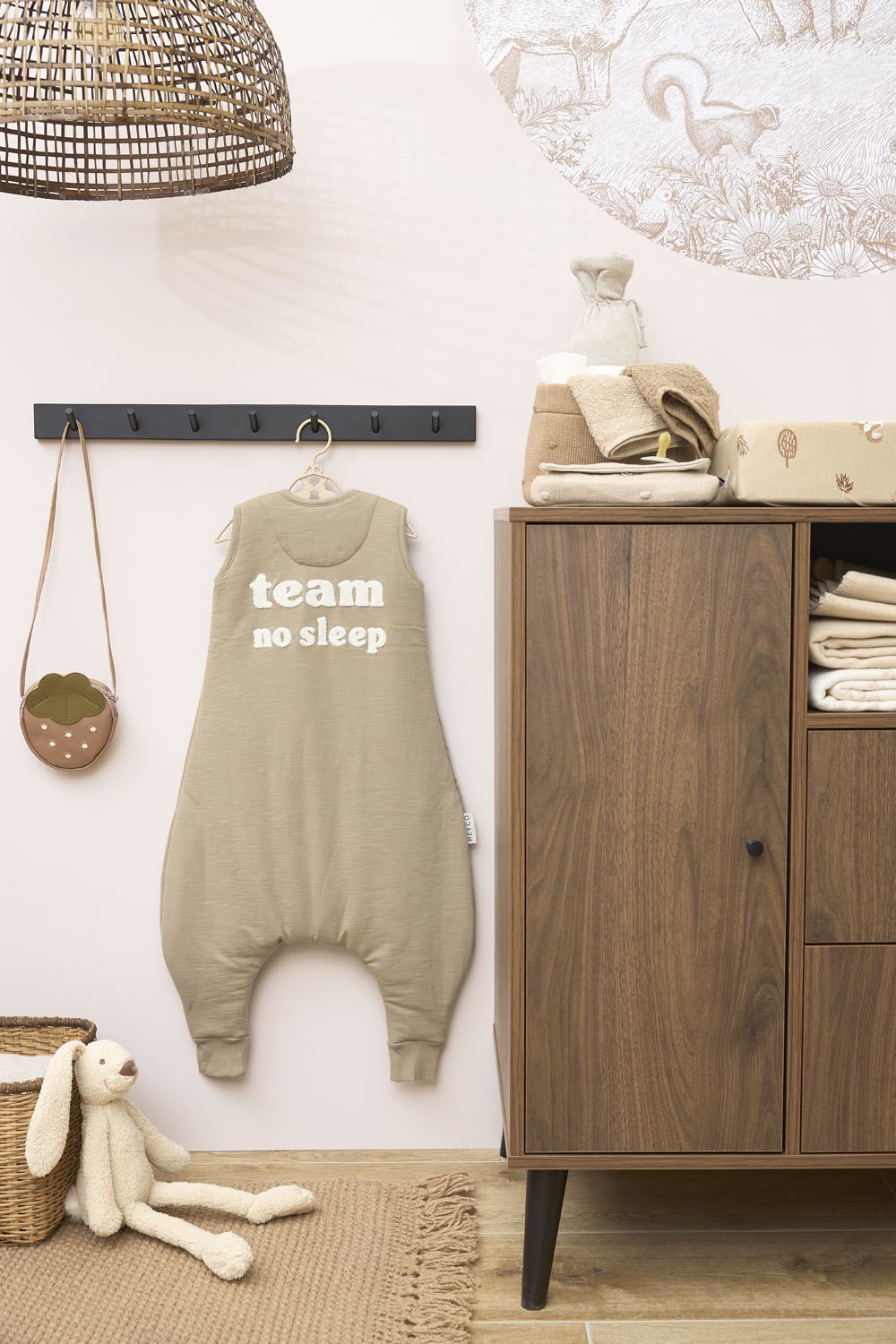 Baby winter Schlafoverall Jumper Slub/Team no sleep - taupe/offwhite - 104cm