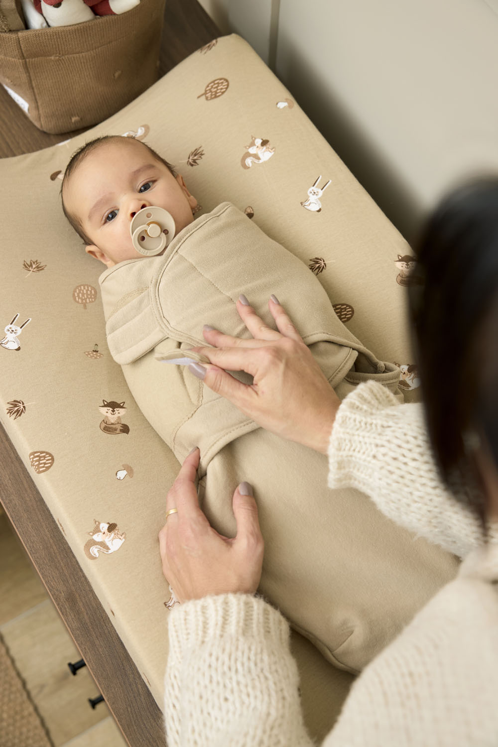 SwaddleMeyco inbakerdoek gevoerd Uni - sand - 0-3 maanden